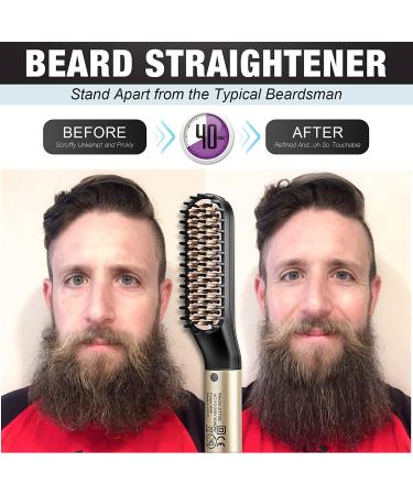 Beard Straightener Kit with Growth Oil, Wash Shampoo, Conditioner, Balm, Wax, Comb, Brush, Scissor, Bag - Gifts for Men - Buy Online on GoSupps.com