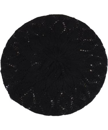 BYOS Parisian Chic Crochet Cutout Knit Beret Beanie Hat 2-pack in Leafy Beige & Black - Soft Lightweight Design - Buy Online on GoSupps.com