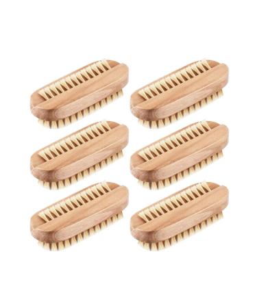 rflaueo 6pcs Wooden Nail Brush Double Sided Scrub Wood Nail Brush for Toes Nails Hands Garden Salon(U94-6)