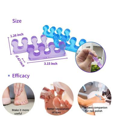 2 Pairs Gel Toe Separators for Overlapping Toes - Toe Alignment Pedicure Spacers - Big Toe Corrector (Blue + Purple) - Buy Online on GoSupps.com