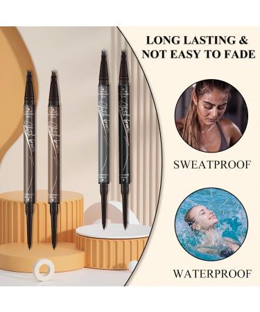 4-Tip Microblading Eyebrow Pen Waterproof Eyebrow Pencil Microblade Eyebrow Pens for Women Long-Lasting Magic Eye Brow Pencil with 4 Fork Tip for Makeup Cosmetics (grey) 3# Grey - Buy Online on GoSupps.com