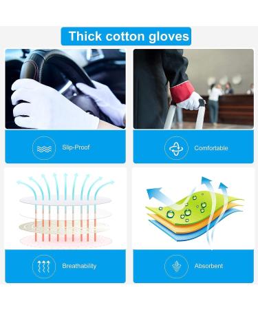 Eczema White Cotton Gloves 3 Pairs for Men and Women - Breathable, Machine Washable Cloth Gloves for Dry Hands - Buy Online on GoSupps.com