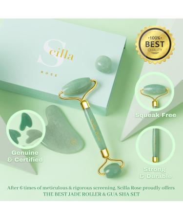 Premium Jade Roller & Gua Sha Set - Natural Facial Massage for Lymphatic Drainage Puffy Eyes & Skin Firming - Buy Online on GoSupps.com