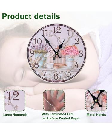 14-Inch Battery Operated Wall Clock - Non-Ticking Decorative Kitchen & Living Room Clock with Flower Bird Cage Design - Easy to Read & Accurate - Buy Online on GoSupps.com
