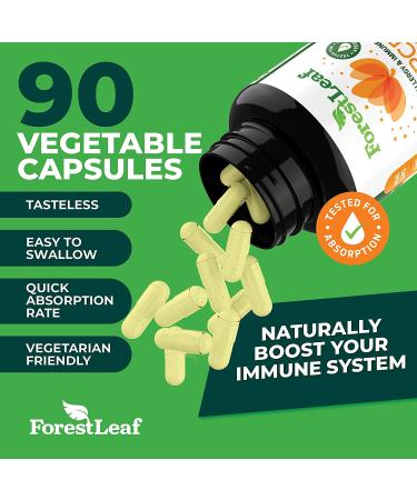 Forest Leaf Quercetin 500mg Capsules with Bromelain, Vitamin C & Nettle - Allergy Relief & Immune Support - 90 Veggie Caps - Buy Online on GoSupps.com