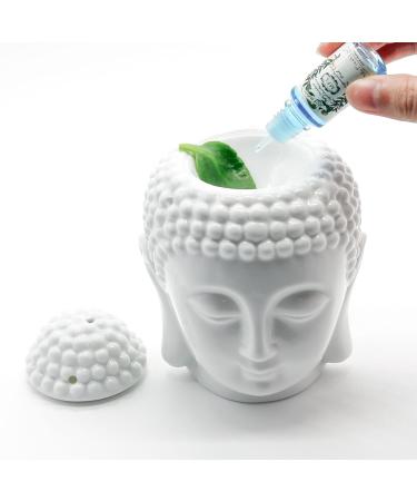 Porcelain Zen Garden Buddha Head Statue - Essential Oil Burner & Aromatherapy Diffuser for Home Decor - Perfect for Yoga & Meditation - Buy Online on GoSupps.com