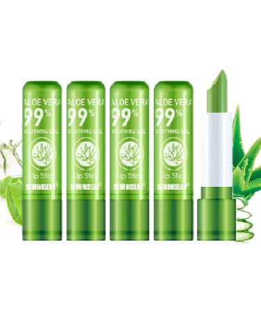 SEMINISMAR Aloe Vera Lipstick Shiny Discoloration Balm Long Hold Gel Solid Rich and Nourishing 5PCS
