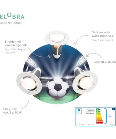Elobra Football Ceiling Lamp for Kids | Handcrafted Wooden Wall Light - Boys' Room Decor 30x30x20 cm | Premium Quality from Ore Mountains - Buy Online on GoSupps.com