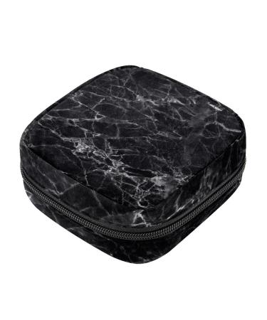 Menstruation pad bag with zipper women's napkin bag tampons collective bags for women and girls (great black marble)