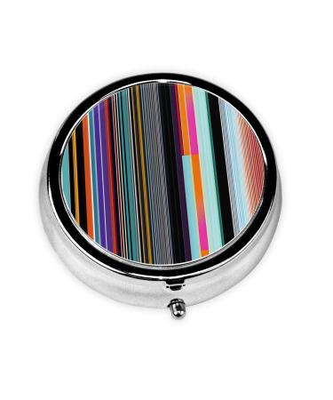 Irregular Vertical Linesround Pill Box 3 Compartment Round Pill Box Organizer Portable Travel Pill Box for Traveling.