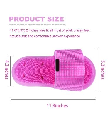 Hizolvio Shower Foot Scrubber - Silicone Bristle Cleaning Brush Slipper for Spa Massager - Exfoliating Dead Skin Remover - Non-Slip Suction Cups - Pink - Buy Online on GoSupps.com