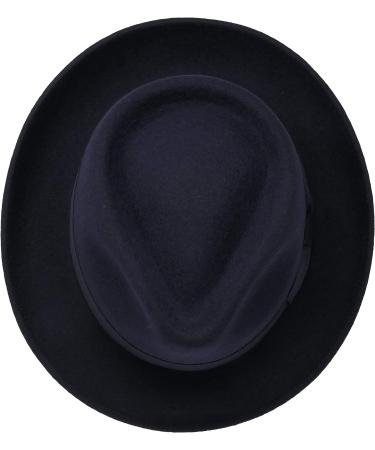 Premium Doyle Teardrop Fedora Hat 100% Wool Felt Crushable Water Resistant Unisex 7 1/4-7 3/8 Navy - Buy Online on GoSupps.com