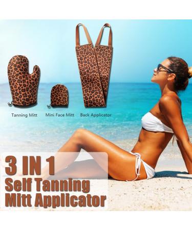 Self Tanning Mitt Applicator Kit | GRINEER 3-Piece Set Tanning Mitt Mini Face Mitt & Back Lotion Applicator (Leopard) for Flawless Sunless Glow - Buy Online on GoSupps.com