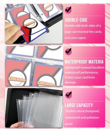CHALSOND Purple 9-Pocket Card Binder | 720 Cards Capacity | 40 Removable Sleeves | Portable Trading Card Collector Album Holder | TCG Storage Carrying Case - Pink - Buy Online on GoSupps.com
