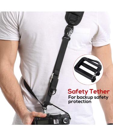 Waka Rapid Camera Neck Strap with Quick Release | Adjustable Shoulder Sling for Nikon, Canon, Sony, Olympus DSLR - Black - Buy Online on GoSupps.com