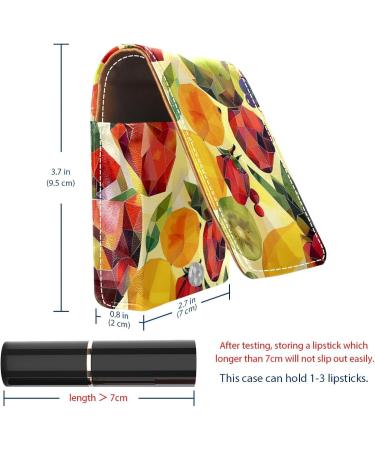 Buy Leather Lipstick Case with Mirror | Mini Lip Gloss Organizer | Stylish Fruit & Vegetable Pattern - Shop Now - Buy Online on GoSupps.com