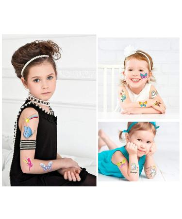 Konsait Glitter Temporary Tattoos for Kids - Mermaid, Unicorn, Butterfly Designs (80pcs) | Perfect for Girls Birthday Party Favors and Goodie Bags - Buy Online on GoSupps.com
