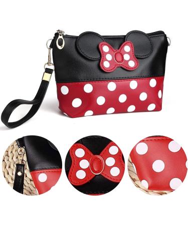 Boyigog Mouse Ears Style Cosmetic Bag - Women's Makeup Mini Wallet for Handbag | Red & Black Cartoon Pouch for Makeup Keys Headphones & Lipstick - Buy Online on GoSupps.com
