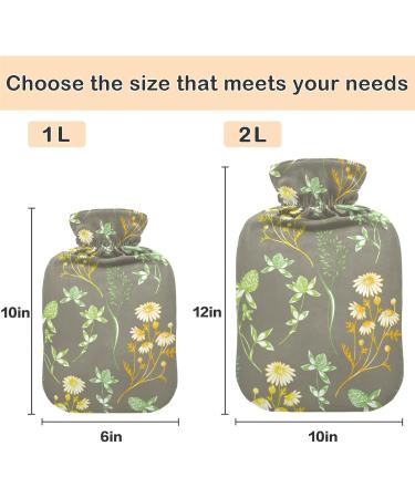 Naanle Herbal Heat Bottle with Cover - Wild Daisy Design 1L Hot Water Bottle for Pain Relief & Therapy - Perfect for Hand & Foot Warmth - Buy Online on GoSupps.com