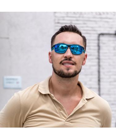 Ollrynns Polarized Sports Sunglasses for Men & Women - UV400 Protection 2-Piece Set for Fishing Biking Golf & Running - Black & Blue - Buy Online on GoSupps.com