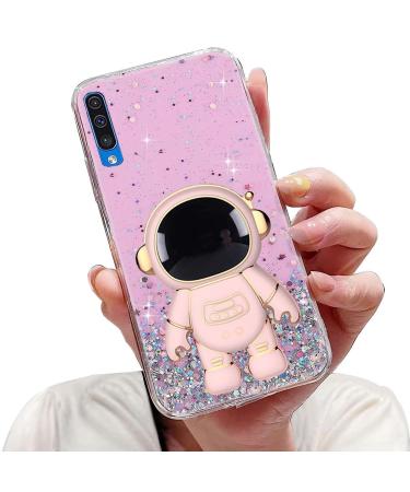 Tivenfezk Nadoli for Samsung Galaxy A50/A30S astronaut Hidden Stand Shell caricature glitter stand soft silicone bling transparent protective cover samsung galaxy a50/a30s pink