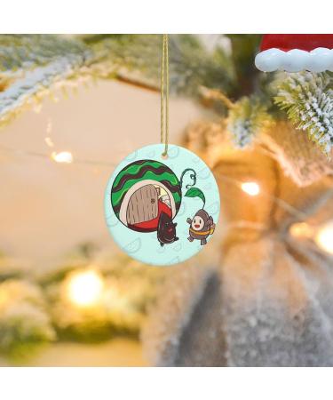 YYHHAOFA Sunflower Seeds Watermelon Seeds Prints Christmas Ceramic Round Pendant Decoration - Festive Hanging Ornament for Stores and Homes -2.9 in - Buy Online on GoSupps.com
