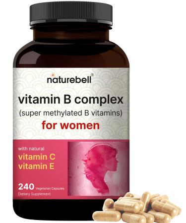 Vitamin B Complex for Women 240 Veggie Capsules | Methylated Multivitamin B Complex | B12 Folate Biotin & More with Natural Vitamin C E Choline & Inositol Immune Energy & Prenatal Support