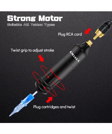 EMALLA Tattoo Pen Machine 9000rpm - Professional RCA Jack Tattoo Machine for Cartridge Needles | Ideal Tattoo Supply for Artists and Beginners - Buy Online on GoSupps.com