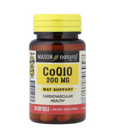 Mason Vitamins Q-10 Co-Enzyme Softgels 200 mg 30 Count Ginger 30 Count (Pack of 1)
