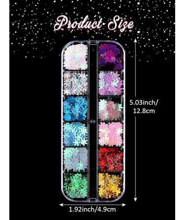 Ebanku 12 Grid Christmas Snowflake Nail Glitter | Sparkly Decoration for Holiday Parties - Buy Online on GoSupps.com