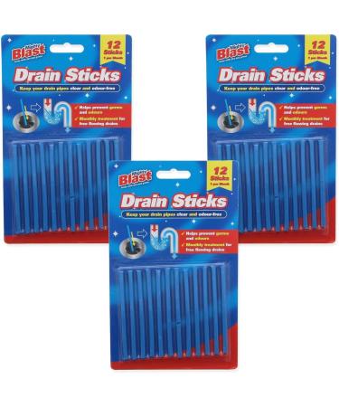 12 x Drain Sticks Easy to Use Fast & Effective Drain Cleaning Sticks for Sinks Baths & Showers - Prevents Build Up Blockages & Bad Smells in Kitchens & Bathrooms (12) - Buy Online on GoSupps.com