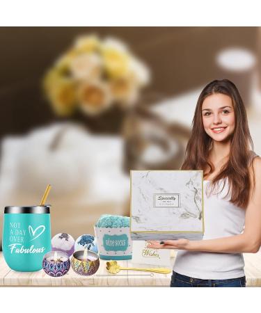 Hgsoor Spa Gift Set for Women - Pampering Birthday Box with Bath & Candle Set - Ideal Gift for Mom, Sister, Friends, Coworkers - Mint Green - Buy Online on GoSupps.com