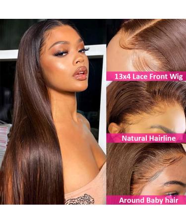 Hermosa 13x4 Brown Lace Front Wig - 22 Human Hair, Pre-Plucked, 180 Density, Baby Hair, #4 Color - Buy Online on GoSupps.com