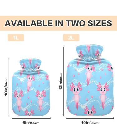 Cute Pink Axolotl Hot Water Bottle | 1L Winter Plush Cover | Hand & Feet Warmer for Kids & Adults - Buy Online on GoSupps.com