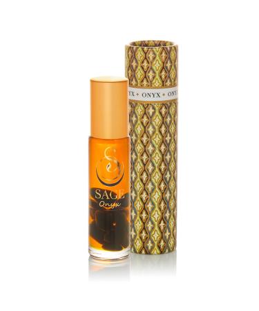 Onyx Perfume Oil Roll-On by Sage- 1/4 oz Vegan & Cruelty-Free Earthy Scent Black Coconut Vanilla Oakmoss Onyx 1/4 oz Gemstone Roll-On