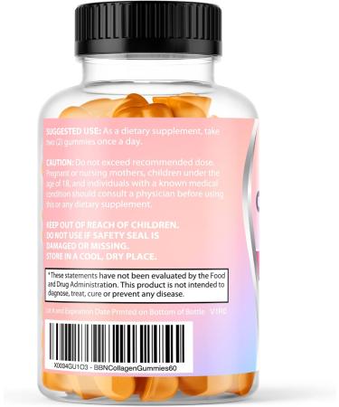 Collagen Powder Gummies with Biotin & Vitamin C | Grass-Fed, Keto & Paleo Friendly | Healthy Hair, Skin, Nails & Joints | Non-GMO Orange Flavor - 60 Gummies - Buy Online on GoSupps.com