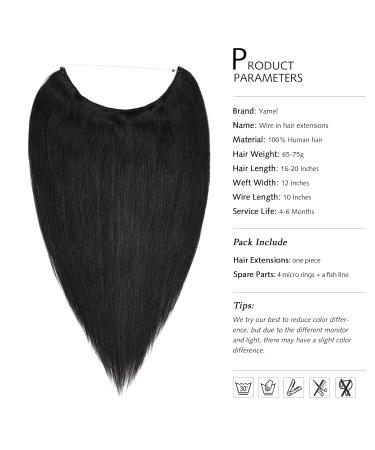 YAMEL Invisible Human Hair Extensions - Natural Black 51 cm | Premium Fish Line Hair Extensions for Full Volume - Buy Online on GoSupps.com