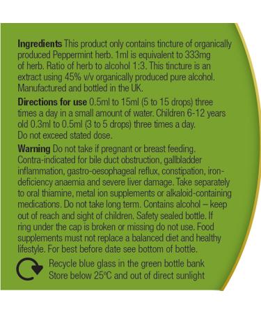 Organic Herbal Remedies 100 ml Peppermint Tincture - Buy Online on GoSupps.com