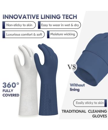 Vgo Lined Cleaning Gloves - Latex Free, Antislip, Reuseable Household Gloves in TPE - Super Thicker, Multifunctional Kitchen, Bathroom, Gardening Gloves - 1 Pair Large (Dark Blue) - Buy Online on GoSupps.com