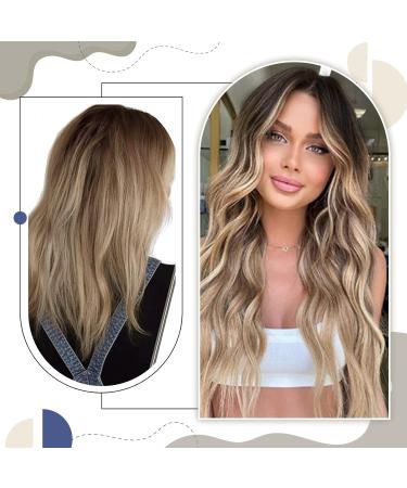 LAAVOO Ombre Brown Tape In Hair Extensions - Real Remy Hair 50g 20pcs #3T8/24 35cm - Dark Brown & Light Blonde - Buy Online on GoSupps.com