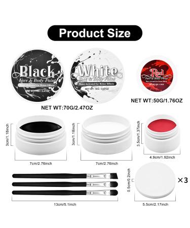 Professional 3-Piece Face & Body Paint Set - Red Black White | Corpse Cosplay SFX Makeup for Halloween Skeletons Clowns Vampires & Zombies - Buy Online on GoSupps.com