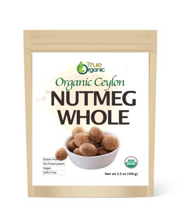True Organic Ceylon Nutmeg Whole 3.5 Oz - USDA Certified  Pure Ceylon Premium Quality 3.5 Ounce (Pack of 1) - Buy Online on GoSupps.com