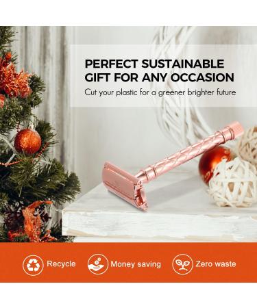 Butterfly Safety Razor for Women - Eco-Friendly Double Edge Razor with 10 Blades - Smooth Rose Gold Shaving Experience - Buy Online on GoSupps.com