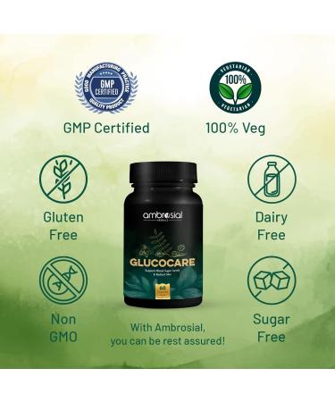 Ambrosial Glucocare - 100% Natural Sugar & Diabetes Support | Bitter Melon Neem & Black Plum | 120 Capsules (Pack of 2) | International Shipping - Buy Online on GoSupps.com