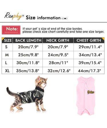 Ranphy Cat Recovery Suit for Abdominal Wounds or Skin Diseases Soft Cotton Surgical Recovery Shirt Breathable E-Collar Alternative After Surgery Home Indoor Anti Licking Clothes Pink M M(Chest:34cm Back:25cm Neck:24cm) pink - Buy Online on GoSupps.com
