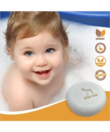 Organic Baby Soap Bar with Goat Milk & Honey - Gentle Cold Processed Formula for Newborns, Kids, Toddlers & Adults - Handcrafted in USA - Buy Online on GoSupps.com