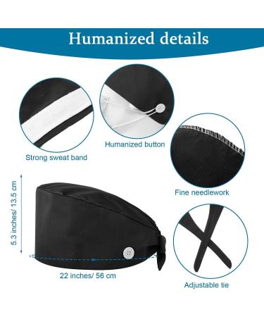 SATINIOR Adjustable Bouffant Hats with Button Sweatband Cap for Women and Men - Set of 4 - Black - Buy Online on GoSupps.com