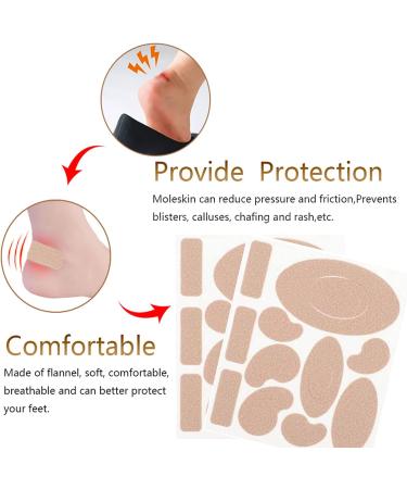Premium Moleskin Tape Flannel Adhesive Pads - 165PCS (15 Sheets) for Blister Prevention on Feet - Anti-wear Heel Stickers for Shoes - Fabric Hiking Padding - Buy Online on GoSupps.com