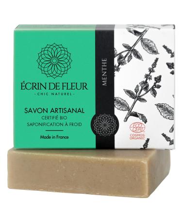crin de Fleur 3-In-1 Mint Soap for Men Organic Handcrafted Soap Cold Processed 1x90g Mint Soap 100 g (Pack of 1)