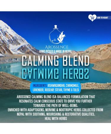  Arossence Soothing Blend - Ashwagandha Chamomile Lavender Rosehips Stevia Thyme Tulsi | Soothing Herb Tea - Ashwagandha Chammile Lavender Rose Chip Stevia Thyme Tulsi - Buy Online on GoSupps.com